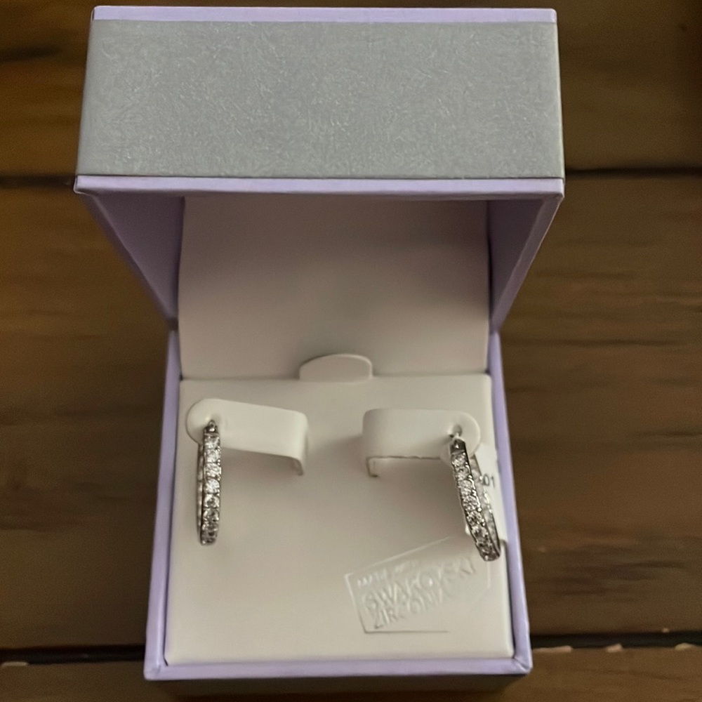 Kiera Couture Silver Swarovski Crystal Hoops